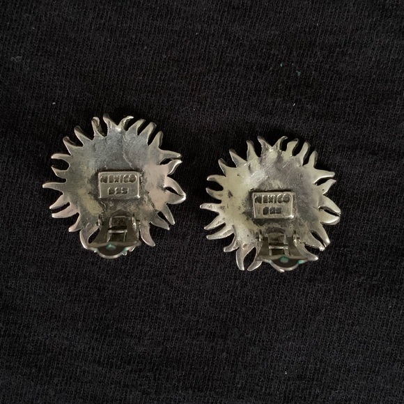 925 Mexican Silver Sunshine Clip On Earrings - Picture 3 of 4